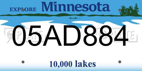 05AD884 Minnesota License Plate