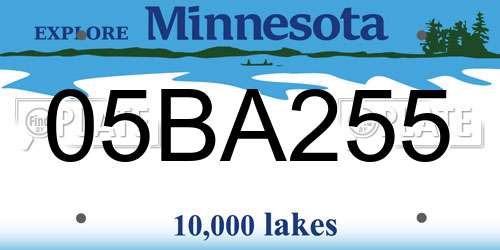 05BA255 Minnesota License Plate