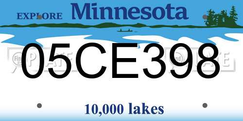 05CE398 Minnesota License Plate