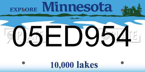 05ED954 Minnesota License Plate