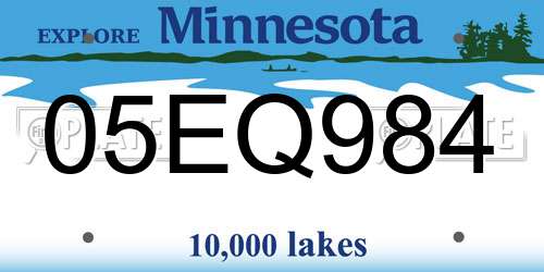 05EQ984 Minnesota License Plate