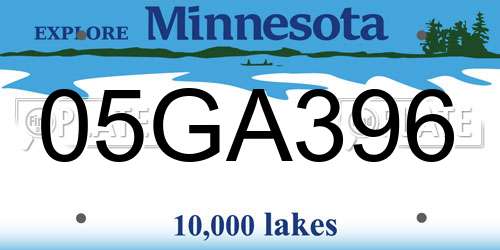 05GA396 Minnesota License Plate