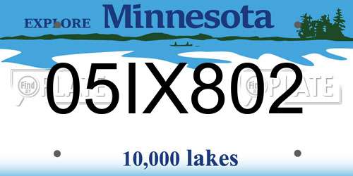 05IX802 Minnesota License Plate