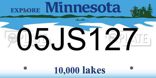 05JS127 Minnesota License Plate