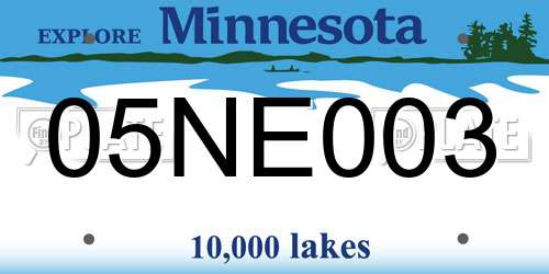 05NE003 Minnesota License Plate