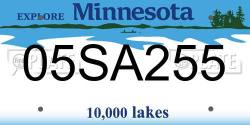 05SA255 Minnesota License Plate