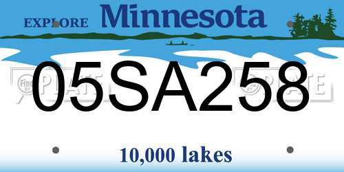 05SA258 Minnesota License Plate