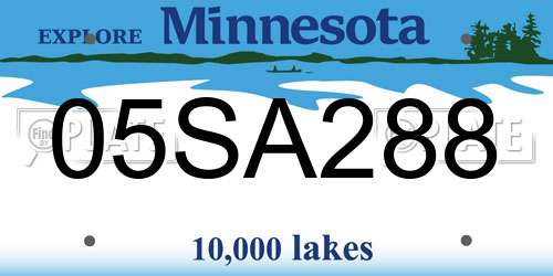 05SA288 Minnesota License Plate