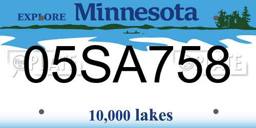 05SA758 Minnesota License Plate