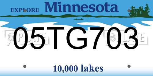 05TG703 Minnesota License Plate