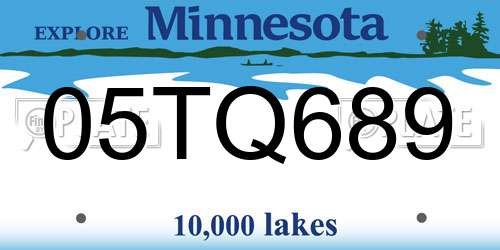 05TQ689 Minnesota License Plate