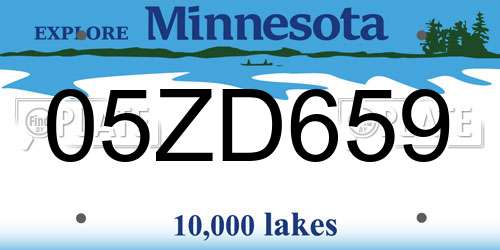 05ZD659 Minnesota License Plate