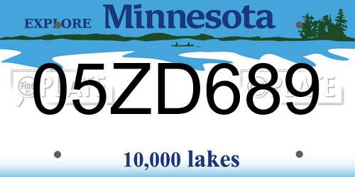 05ZD689 Minnesota License Plate