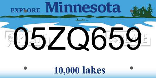 05ZQ659 Minnesota License Plate