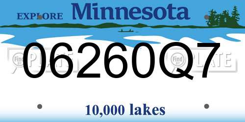 06260Q7 Minnesota License Plate