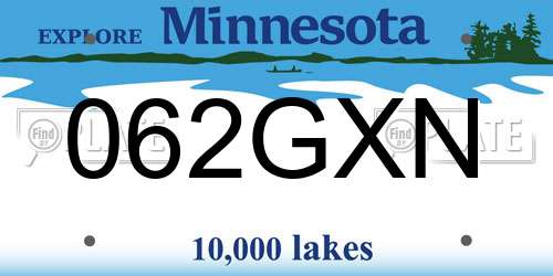 062GXN Minnesota License Plate