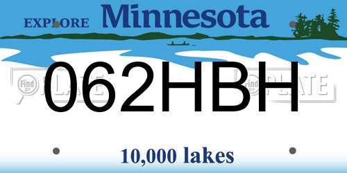 062HBH Minnesota License Plate