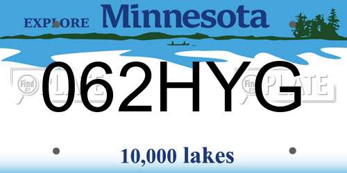 062HYG Minnesota License Plate