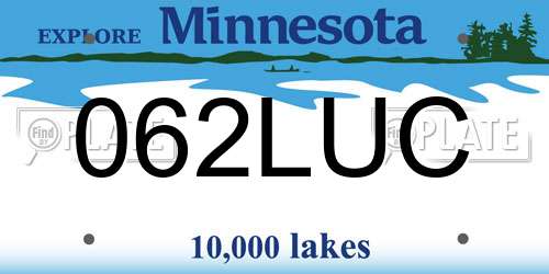 062LUC Minnesota License Plate