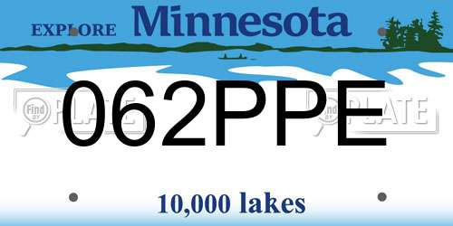 062PPE Minnesota License Plate