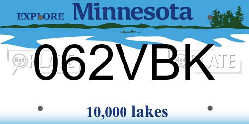 062VBK Minnesota License Plate