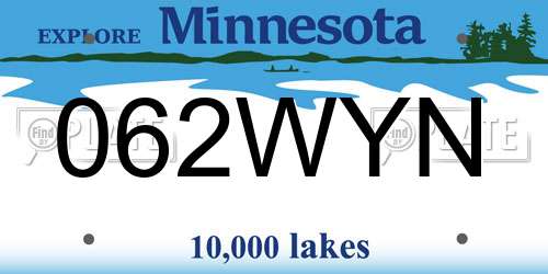 062WYN Minnesota License Plate