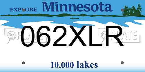 062XLR Minnesota License Plate