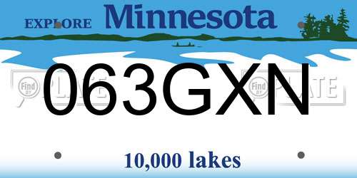 063GXN Minnesota License Plate