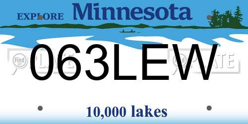 063LEW Minnesota License Plate