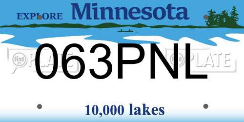 063PNL Minnesota License Plate
