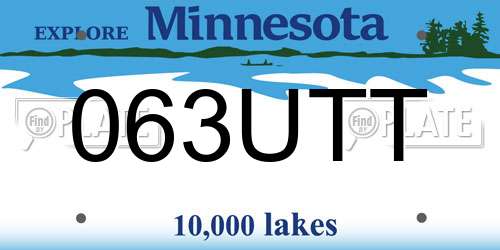 063UTT Minnesota License Plate