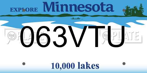 063VTU Minnesota License Plate