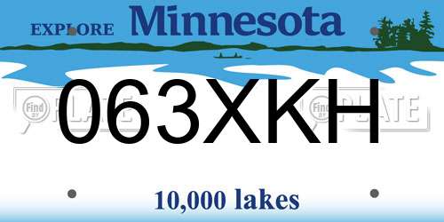 063XKH Minnesota License Plate