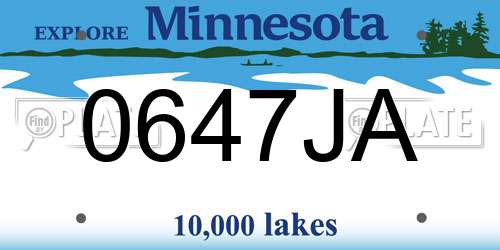 0647JA Minnesota License Plate