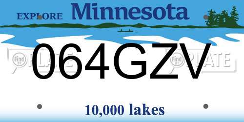 064GZV Minnesota License Plate