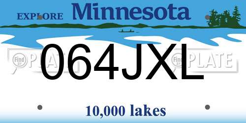 064JXL Minnesota License Plate