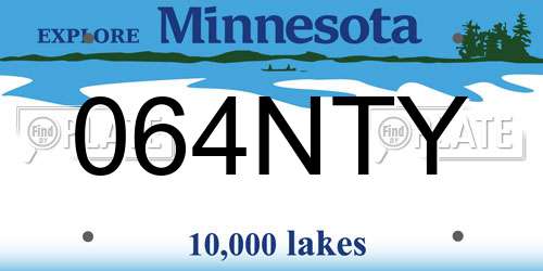 064NTY Minnesota License Plate