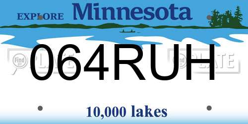 064RUH Minnesota License Plate