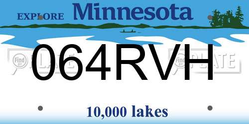 064RVH Minnesota License Plate