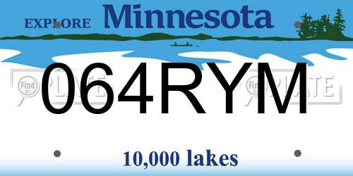 064RYM Minnesota License Plate