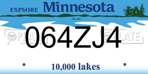064ZJ4 Minnesota License Plate