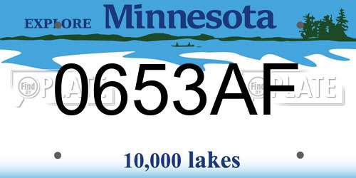 0653AF Minnesota License Plate