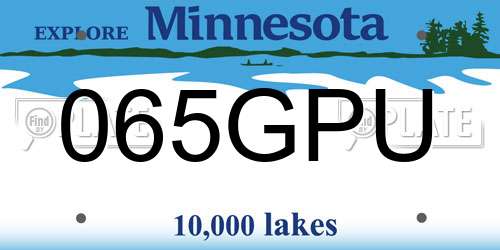 065GPU Minnesota License Plate
