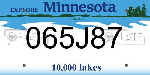 065J87 Minnesota License Plate