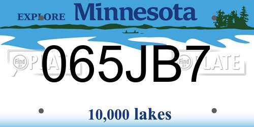 065JB7 Minnesota License Plate