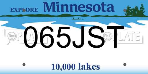 065JST Minnesota License Plate