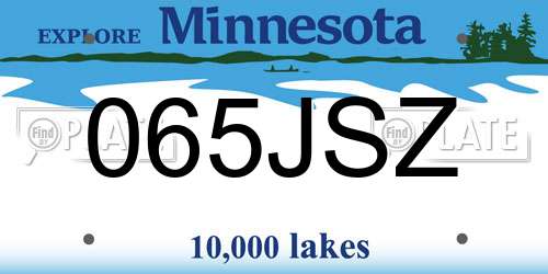 065JSZ Minnesota License Plate