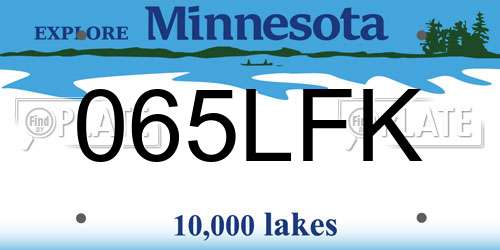 065LFK Minnesota License Plate