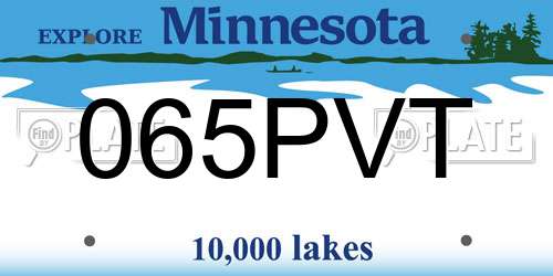 065PVT Minnesota License Plate
