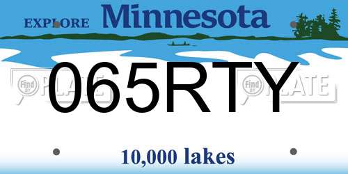 065RTY Minnesota License Plate